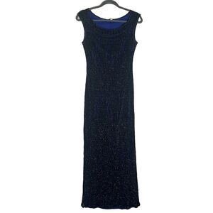Vintage Rampage Dress Women’s Large Black Blue Mesh Maxi Y2K Whimsigoth USA